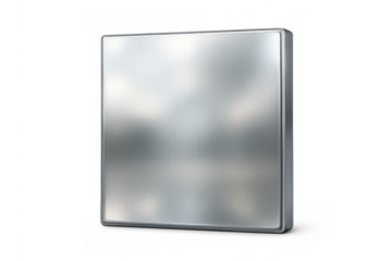 Empty metal box with a brushed steel surface and soft reflections. Ideal for ui elements, signs, or design assets