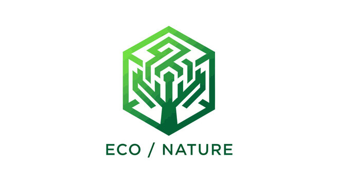 Abstract Environmental Logo Depicting Eco-Friendly Values and Sustainable Green Living Practices