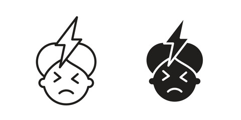 Headache icon on white background. Stock vector icon