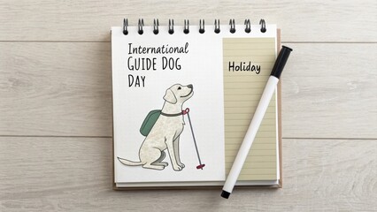 Illustration of a Guide Dog Celebrating International Guide Dog Day
