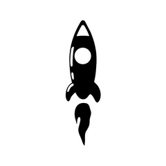Cartoon illustration vector design of a rocket spaceship symbol or icon in space