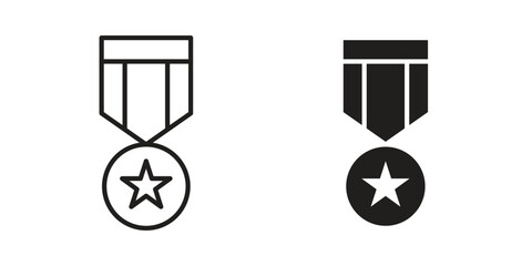 Military medal icon on white background. Stock vector icon