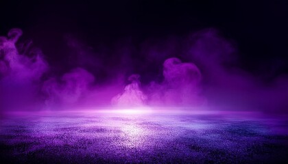 Ground Purple Fog Background 3D Rendering Smoke Cloud Scene Neon Light Spooky Dark Magic Haze Panoramic View Of The Abstract Fog Isolated On The Black
