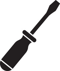 Black silhouette of a flathead screwdriver on a white background tool