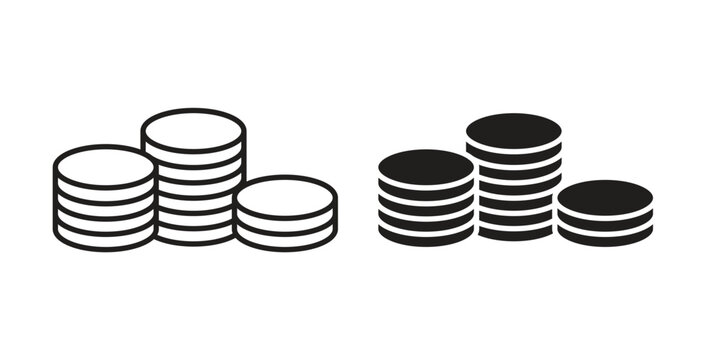 Money coin icons, vector symbols. filled flat sign