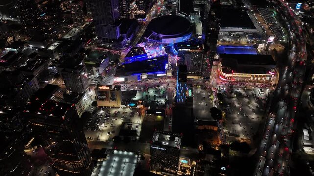 Los Angeles, Downtown, Night, Traffic, Lights