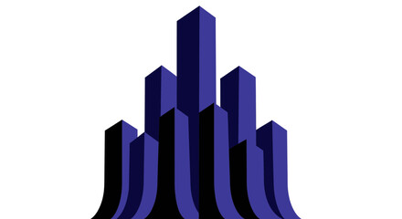 Fototapeta premium Abstract Geometric Cityscape Illustration with Modern Architectural Elements and Dark Blue Tones
