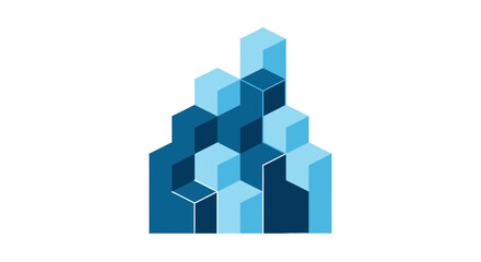 Obraz premium Abstract Geometric Composition Of Blue Cubes On White Background