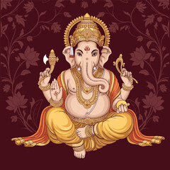 Illustration of Lord Ganesha, the Hindu deity. Lord ganesha vector