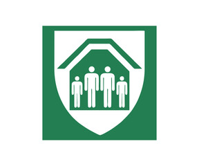 ISO 7010 E021 Protection shelter sign. Safety condition sign pictogram vector design and illustration. 
