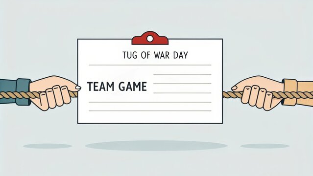 Illustration of Team Pulling on Rope for Tug of War Day