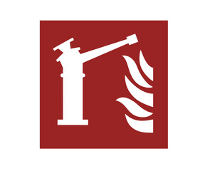 ISO 7010 F015 Fire monitor sign. Fire fighting equipment signal pictogram vector design and illustration.

