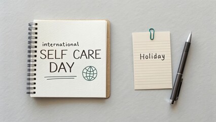International Self Care Day Minimalist Flat Lay with Reminder