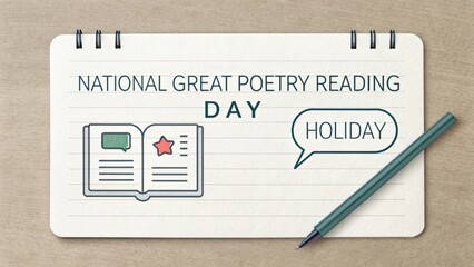 Minimal flatlay illustration for National Great Poetry Reading Day