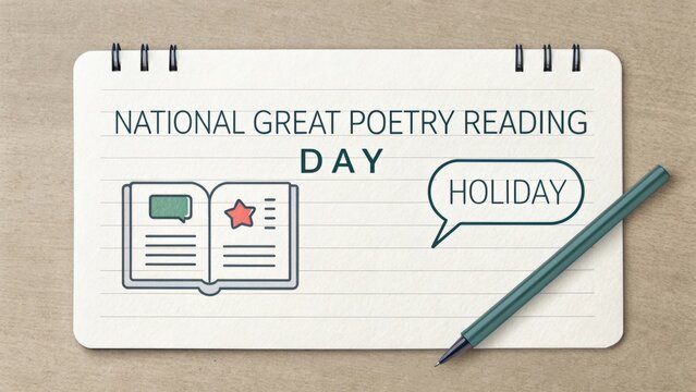 Minimal flatlay illustration for National Great Poetry Reading Day