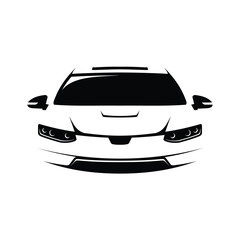 Auto style front of car in silhouette flat style design symbol