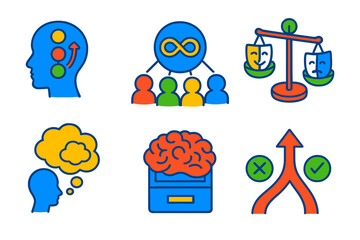 Philosophy of Memory Icons. Isometric vector illustration set Philosophy of memory: event recall sequences, collective memory