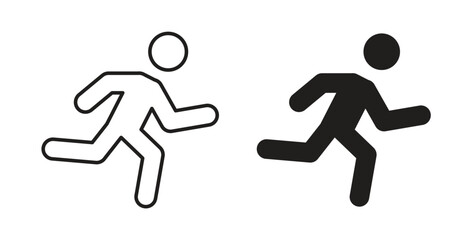 Running icons, vector symbols. filled flat sign