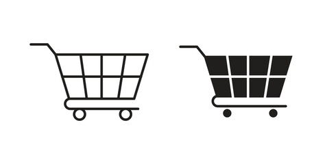 Shopping trolley icons, vector symbols. filled flat sign