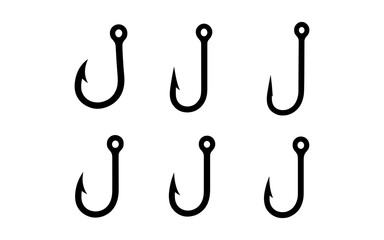 Minimalist black fishing hook patterns for crafting and design projects