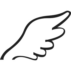 Simple Hand Drawn Outline Of A Single Wing With A Transparent Background In Black On White