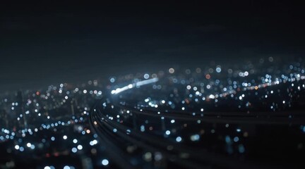 Futuristic city skyline with dynamic light trails at night, a modern cityscape for technology and transportation solutions, innovation in urban progress - Powered by Adobe