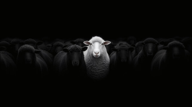 Cordero blanco entre corderos negros