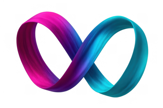 Infinity symbol forming abstract loop with fluid gradient colors representing endless possibilities and connection