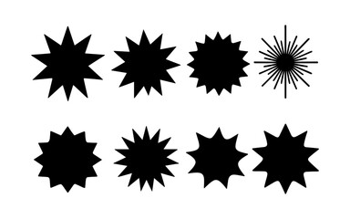 Fototapeta premium Collection of silhouette starburst and sunburst shapes for graphic design