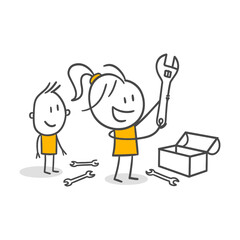 Two Employees Working On A Technical Task Displaying Team Spirit And Focus On Solutions.