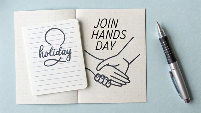 Minimal Illustration of People Joining Hands for Join Hands Day