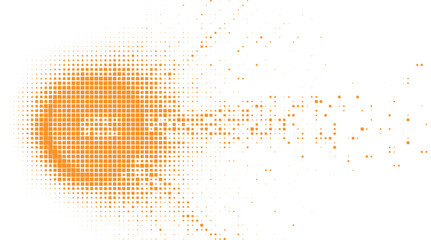 Orange Halftone Burst Vector Background for Tech Startup Posters, Digital Ads, High-Energy Abstract Branding, Creative Motion Graphics, Web Hero Sections