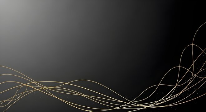 Abstract flowing golden light trails on a dark gradient background