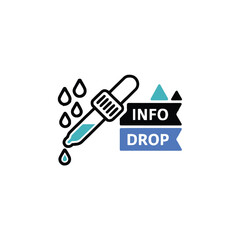 Illustration of a dropper with liquid and info drop text on a white background design element
