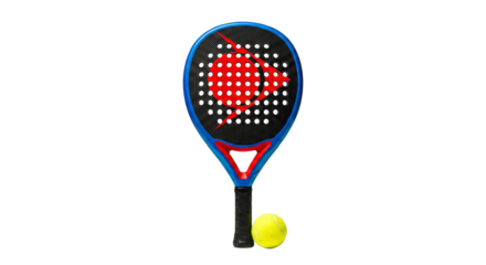 Padel racket and tennis ball on a, transparent background