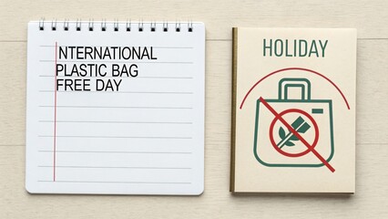 Notepad and Eco Friendly Icon Illustrating Plastic Bag Free Day
