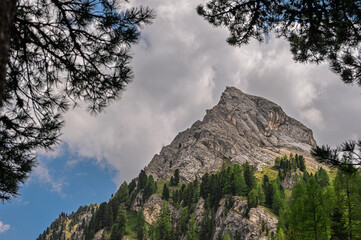 alpine landscape along the trail through San Nicolò valley, Val di Fassa, Dolomites, Italy