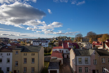 Sunny Autumn Day Over the Residential Houses of a Central European Town