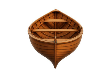 Obraz premium Wooden rowboat floating, 3d rendering of a classic small boat for transportation, adventure, and travel on transparent background