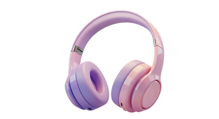 Pink and Purple Headphones on Black Background finish isolated on a transparent background