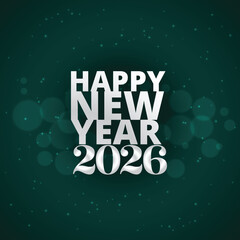 Fototapeta premium Bold typographic 2026 Happy New Year greeting on modern green background