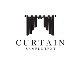 black icon of theatrical scene with curtains isolated on white background
