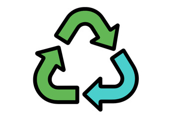 Universal recycling symbol icon for environmental conservation and material reuse