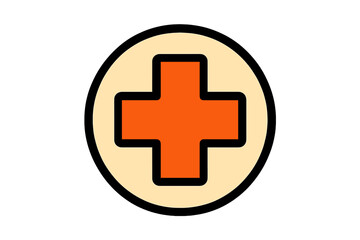 Stylized first aid cross symbol for emergency medical assistance and healthcare services