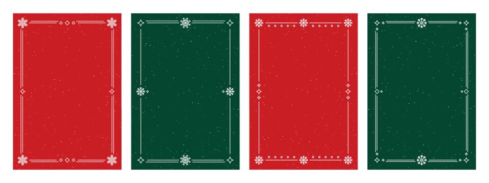Christmas vector snowflake frame set with snowy texture for holiday card, greeting, invitation, winter sale, new year celebration, festive design, background, banner