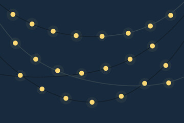Glowing arranged lights illustration deep radiating vector festive string minimal navy