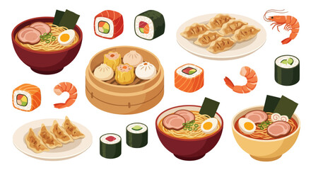 Delicious Variety of Asian Food Illustrations