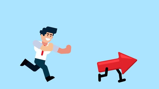 Man Running After Direction Symbol
