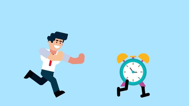 Man Running After Time Concept
