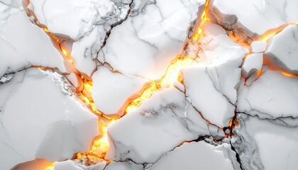 Abstract Marble Texture with Fiery Golden Veins.